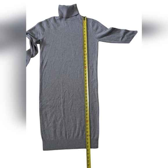 Frank And Oak Turtleneck Knit Midi Dress 100% Merino Wool Sweater Dress Gray - Picture 3 of 9